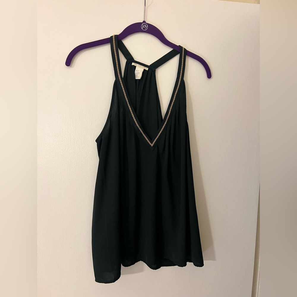 Never Worn! Deep Teal Embellished V-Neck Top